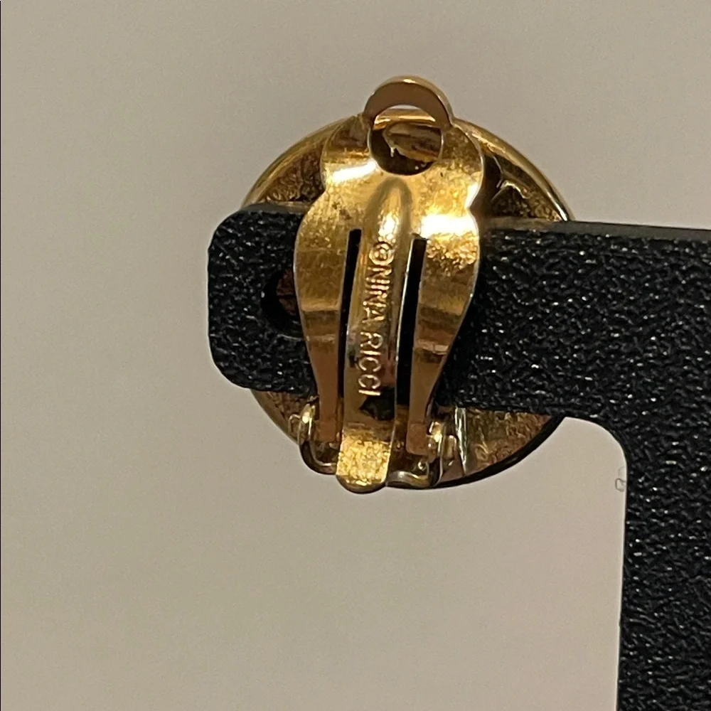 Vintage Nina Ricci Swarovski Crystal Textured Domed Clip-on Earrings - Picture 9 of 9